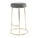 Table & Bar Stools New York Bar Stool In Grey Velvet & Gold