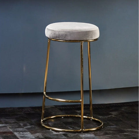 New York Bar Stool In Grey Velvet & Gold - SE Home