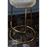 New York Bar Stool In Grey Velvet & Gold - SE Home