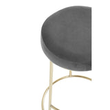 New York Bar Stool In Grey Velvet & Gold - SE Home