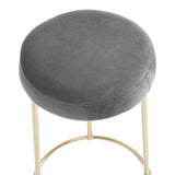 New York Bar Stool In Grey Velvet & Gold - SE Home