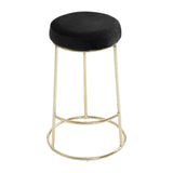 New York Bar Stool In Black Velvet & Gold - SE Home