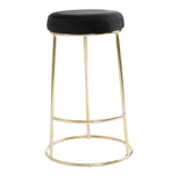 New York Bar Stool In Black Velvet & Gold - SE Home