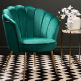 Ocean Emerald Green Velvet Scalloped Chair - SE Home