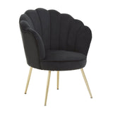 Ocean Black Velvet Scalloped Chair - SE Home