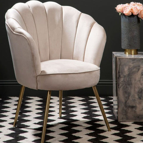Ocean Mink Velvet Scalloped Chair - SE Home