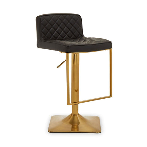 Table & Bar Stools Dynasty Bar Chair In Black With Leather Effect With Gold Base