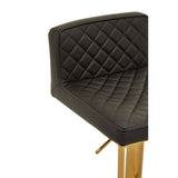 Table & Bar Stools Dynasty Bar Chair In Black With Leather Effect With Gold Base