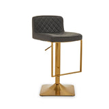 Table & Bar Stools Dynasty Bar Chair In Dark Grey With Leather Effect With Gold Base