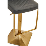 Table & Bar Stools Dynasty Bar Chair In Dark Grey With Leather Effect With Gold Base