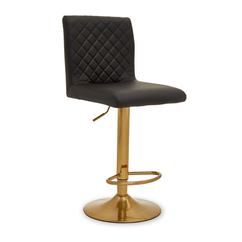 Dynasty Bar Chair In Black With Leather Effect - SE Home