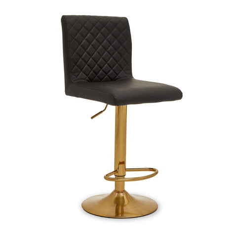 Table & Bar Stools Dynasty Bar Chair In Black With Leather Effect