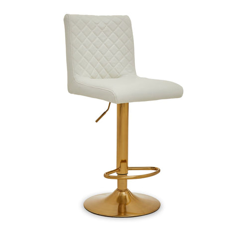 Table & Bar Stools Dynasty Bar Chair In White With Leather Effect
