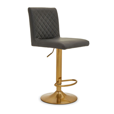 Dynasty Bar Chair In Dark Grey With Leather Effect - SE Home