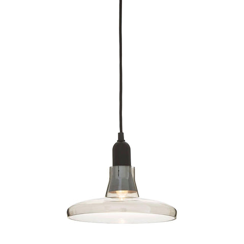 New Foundry Smoked Glass Plate Shaped Pendant Light - SE Home