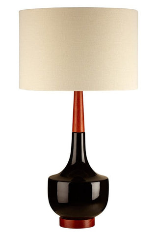 Table Lamp With Wood / Ceramic Base