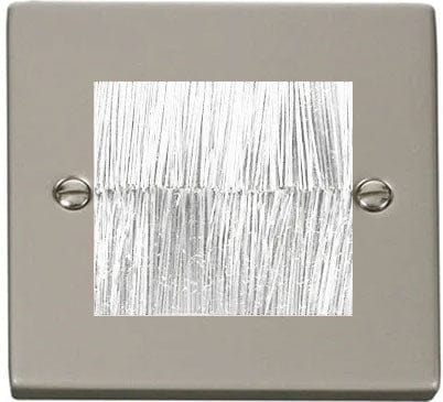 Pearl Nickel - White Inserts Pearl Nickel Brush Outlet Plate - White Brush