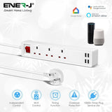 Smart Wifi 13A Plug Socket Extension Lead with 3 Plug Sockets & 4 USB - SE Home