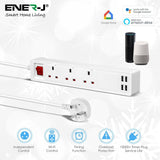 Smart Switches & Sockets Smart Wifi 13A Plug Socket Extension Lead with 3 Plug Sockets & 4 USB