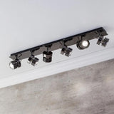 Taylor 6 Light Bar Adjustable Cylinder Ceiling or Wall Spotlight - Black