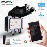 Smart WiFi Weatherproof Outdoor IP55 13A Twin USB Plug Socket - SE Home