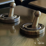 Antique Brass Cooker Control 45A With 13A Switched Plug Socket & 2 Neons - Black Trim - SE Home