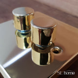 Polished Brass - Black Inserts Polished Brass Cooker Control 45A With 13A Switched Socket & 2 Neons - Black Trim