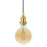Polished Brass Decorative Bulb Holder with Black Twisted Cable