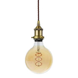 Matt Antique Brass Decorative Bulb Holder with Brown Twisted Cable - SE Home