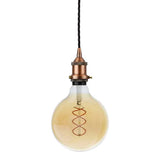 Matt Antique Copper Decorative Bulb Holder with Black Twisted Cable - SE Home