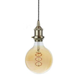 Brushed Chrome Decorative Bulb Holder with Grey Twisted Cable - SE Home