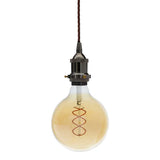 Black Nickel Decorative Bulb Holder with Brown Twisted Cable