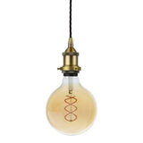 Matt Antique Brass Decorative Bulb Holder with Black Twisted Cable - SE Home