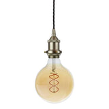 Brushed Chrome Decorative Bulb Holder with Black Twisted Cable - SE Home