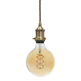 Antique Brass Decorative Bulb Holder with Brown Twisted Cable - SE Home
