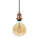 Matt Antique Copper Decorative Bulb Holder with Black Round Cable - SE Home