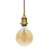 Antique Gold Decorative Bulb Holder with Brown Twisted Cable - SE Home