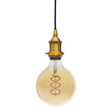 Antique Gold Decorative Bulb Holder with Black Twisted Cable - SE Home
