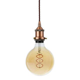 Matt Antique Copper Decorative Bulb Holder with Brown Twisted Cable - SE Home