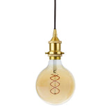 Polished Brass Decorative Bulb Holder with Black Round Cable - SE Home