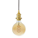 Polished Brass Decorative Bulb Holder with Black Round Cable