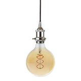Nickel Decorative Bulb Holder with Black Round Cable