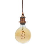 Antique Copper Decorative Bulb Holder with Brown Twisted Cable - SE Home