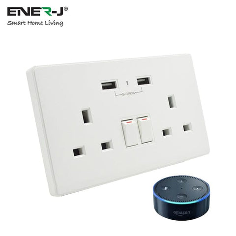 Smart Switches & Sockets Smart WiFi Twin Socket 13A with 2 USB