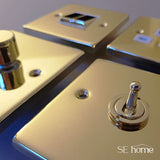 Polished Brass - White Inserts Polished Brass Cooker Control 45A With 13A Switched Socket & 2 Neons - White Trim