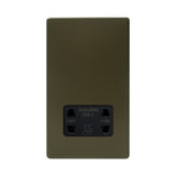 Screwless Bronze - Black Trim - Slim Plate Screwless Bronze Shaver Socket 230/115V