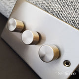 Satin Chrome - White Inserts Satin Chrome 1 Gang 20A DP Switch With Flex With Neon - White Trim