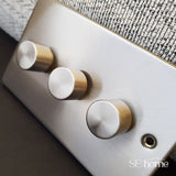 5 PACK - Satin Chrome 2 Gang 13A DP Ingot Twin Double Switched Plug Socket - White Trim - SE Home