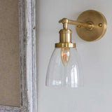 Dickens Clear Small Glass Wall Light - Brass