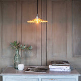 Fluted Fan Glass Pendant Light - Nickel - SE Home